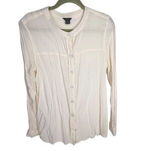 Eddie Bauer Women's Textured Ivory Long-Sleeve Blouse Shirt Size M